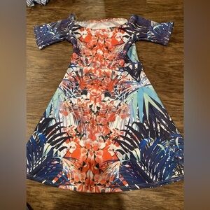 Aqua Orange and Blue A-line Mini Dress for Wedding Guests